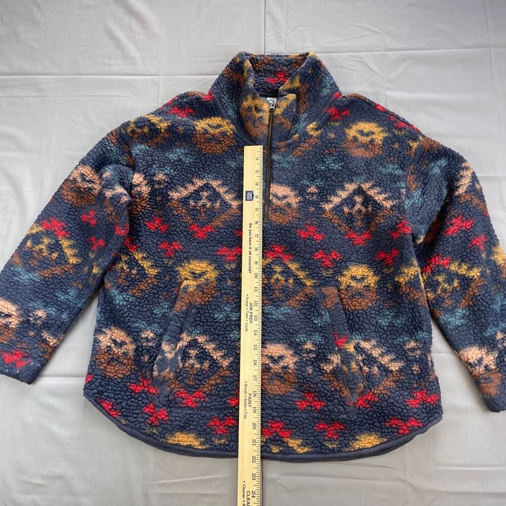 Old Navy Xl Multicolor Fleece Pullover Jacket Patterned Quarter Zip Pattern Long - Picture 3 of 7